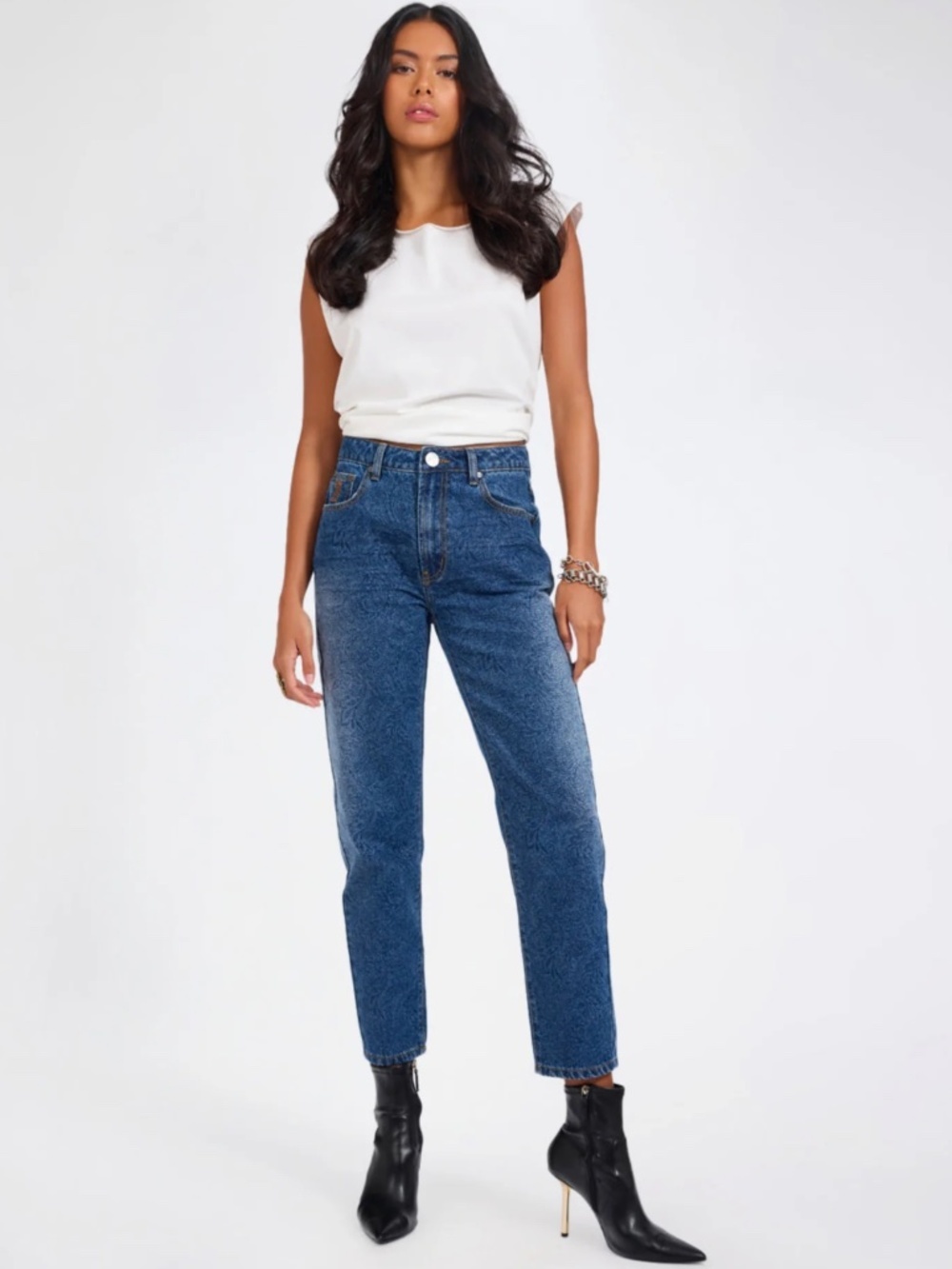 One Teaspoon Legends High Waist Straight Leg Denim Jeans Rodeo Blue 23 - Picture 2 of 13